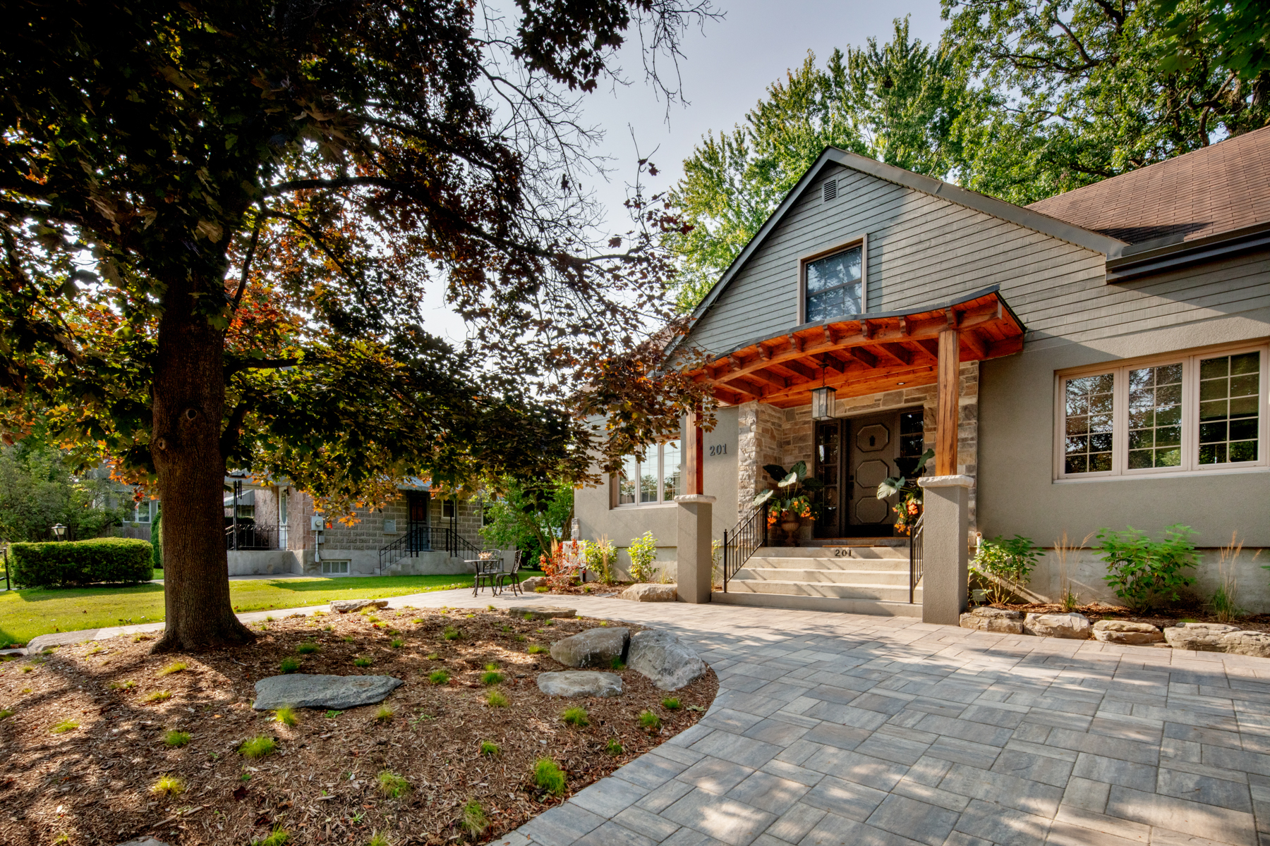 Renovated home exterior, view 6